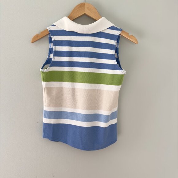 Covington Striped Collared Neck Tank Top - Picture 3 of 6